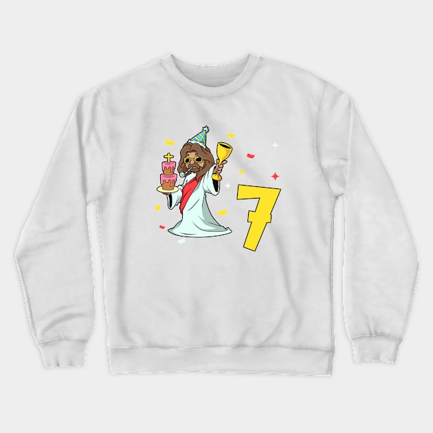 I am 7 with Jesus - kids birthday 7 years old Crewneck Sweatshirt by Modern Medieval Design